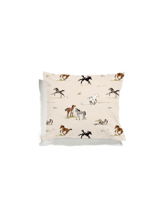 White pocket Poszewka na poduszkę we wzory Beżowy