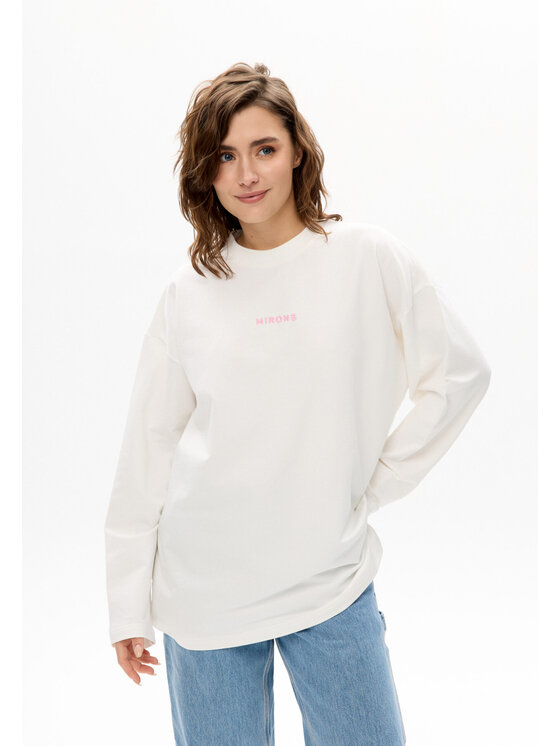 Mirons Mirons Longsleeve Print Biały Oversize