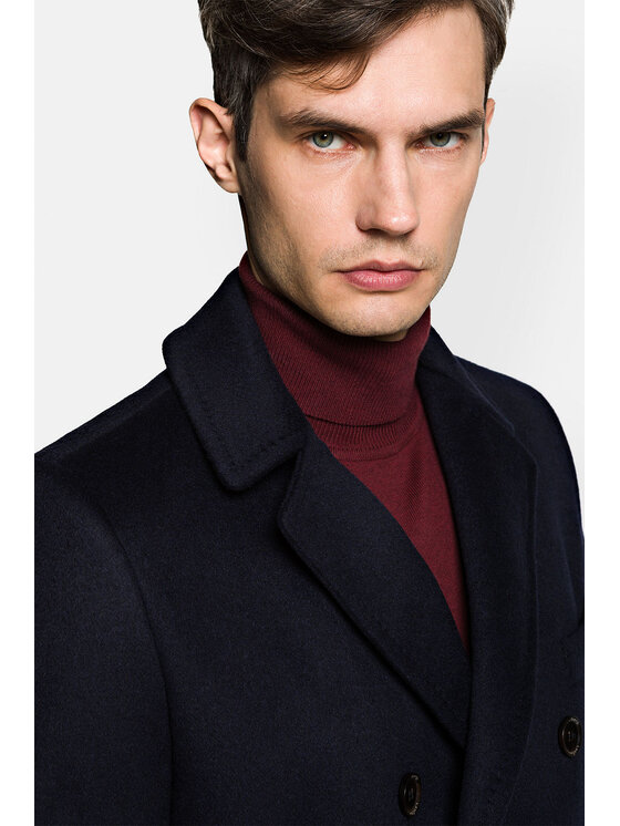 Lancerto Lancerto Płaszcz wełniany Vasteras KU054222000010 Granatowy Regular Fit