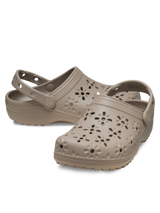 Crocs Crocs Natikači Classic Floral Cut Out Clog 210927 Rjava