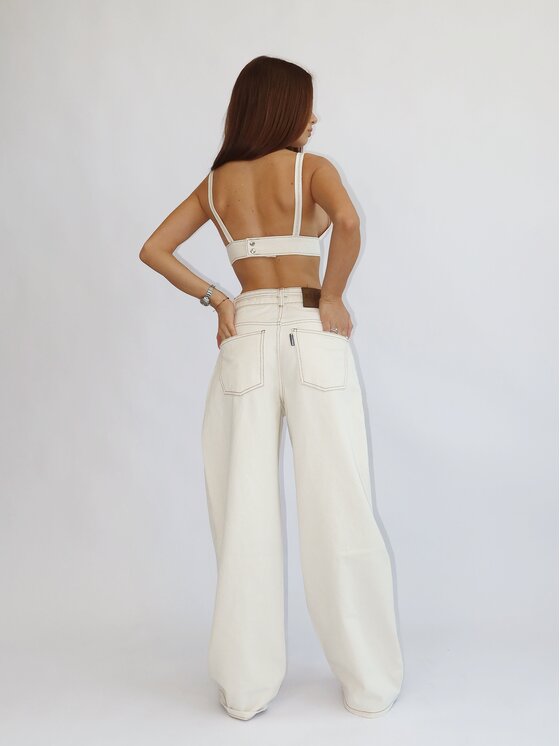 MissDenim MissDenim Top Denim Bra Kremowy Basic Fit