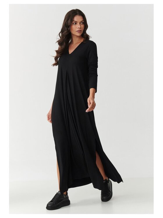 Makadamia Makadamia Sukienka codzienna M895 Czarny Loose Fit