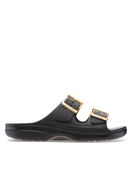 Crocs Crocs Klapki Saturday Sandal Metallic Buckle 213316 Czarny