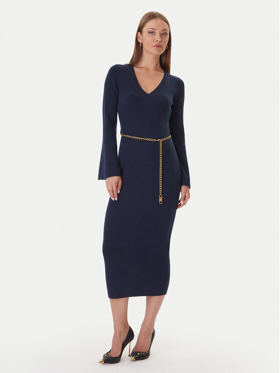 MICHAEL Michael Kors MICHAEL Michael Kors Плетена рокля MF5835G4VR Тъмносин Slim Fit