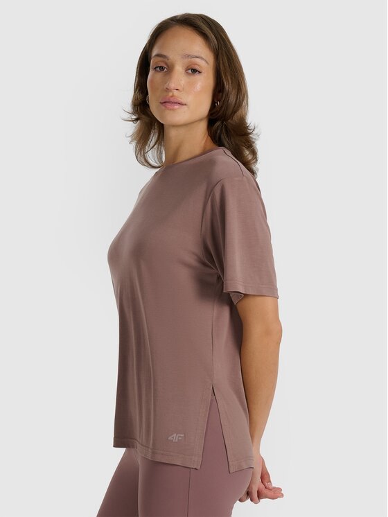 4F 4F T-Shirt 4FRAW25TTSHF3408-82S Καφέ Oversize