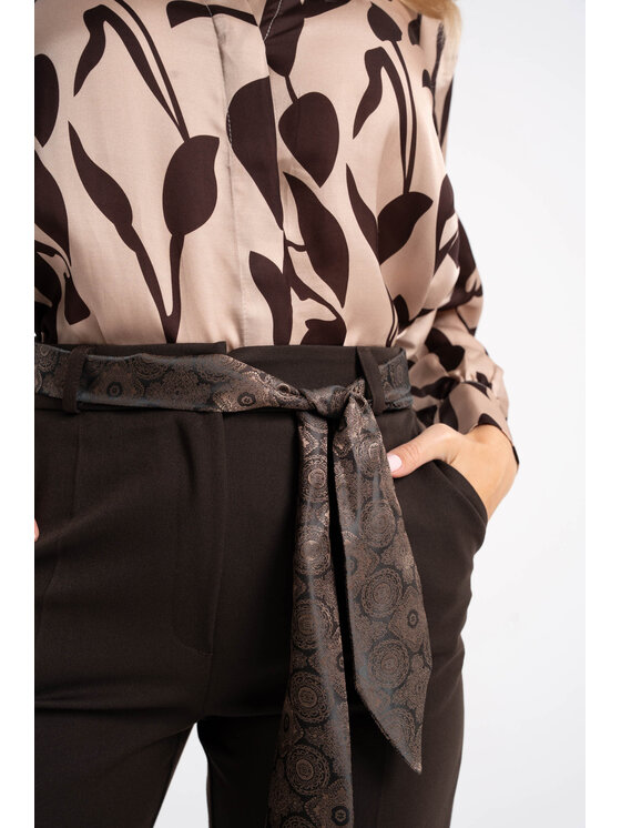 CLICK CLICK Spodnie materiałowe 30-361 Brązowy ciemny Tapered Fit