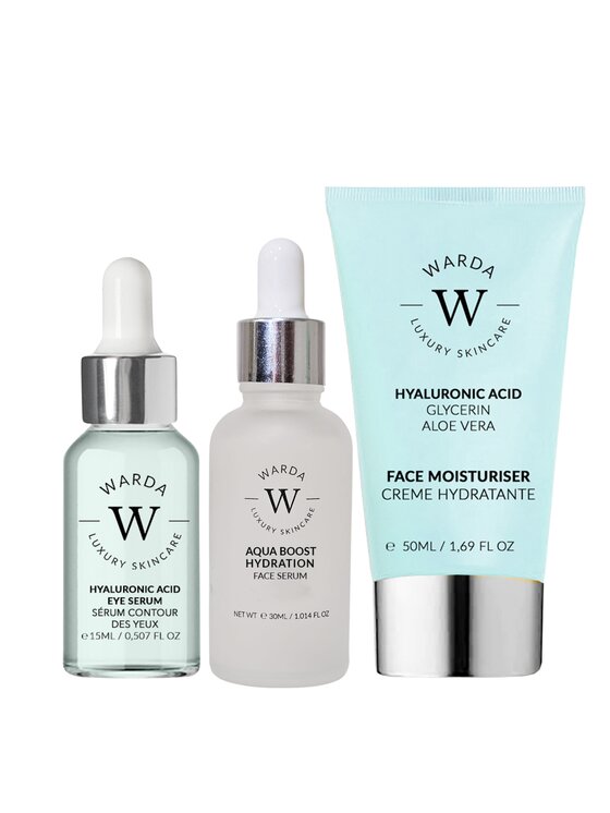 Warda Skincare Warda Skincare NAWILŻAJĄCY KWAS HIALURONOWY 50 ml + SERUM 15 ml + Aqua boost serum 30 ml Serum