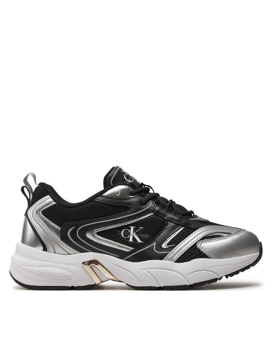 Sneakers Calvin Klein Jeans Retro Tennis Low Lace Mh Ml Mr YW0YW01381 Black/Silver 0GN
