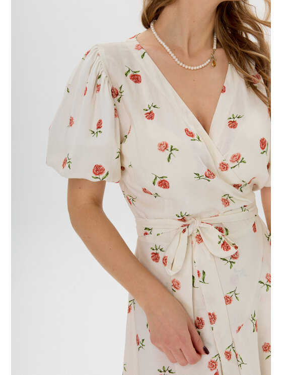 Mirons Mirons Sukienka koktajlowa print Biały Regular Fit