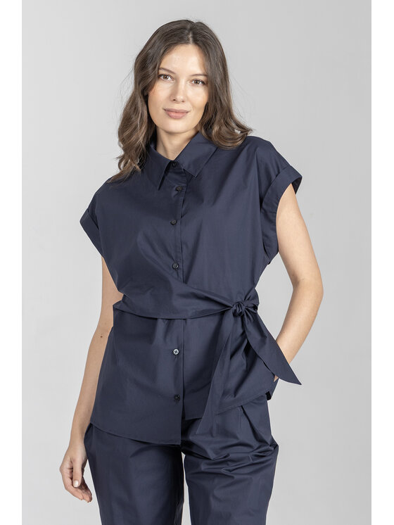 Deni Cler Milano Deni Cler Milano Bluzka T-DC-1227-F2-10-58-1 Granatowy Regular Fit