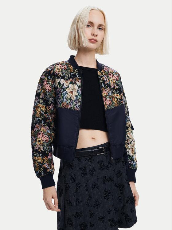 Desigual Bomber stila jaka Roterdam 24WWEWB1 Melns Regular Fit