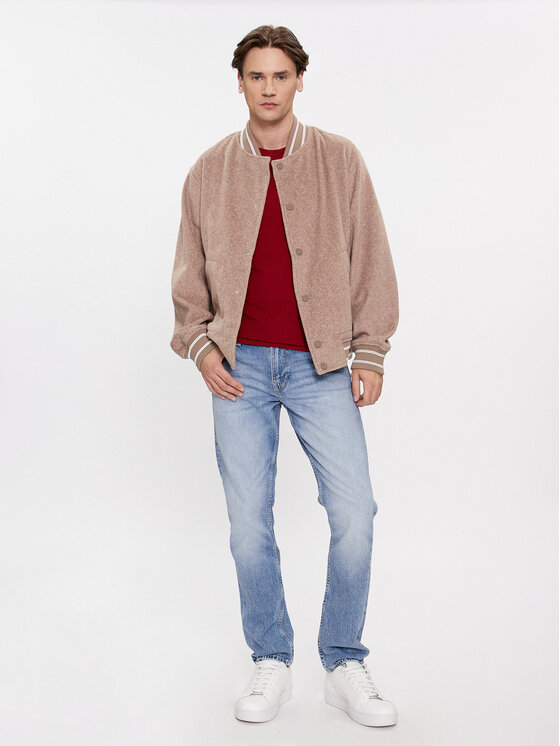 Guess Guess Kurtka bomber Logo M4RL39 WFWS2 Beżowy Regular Fit