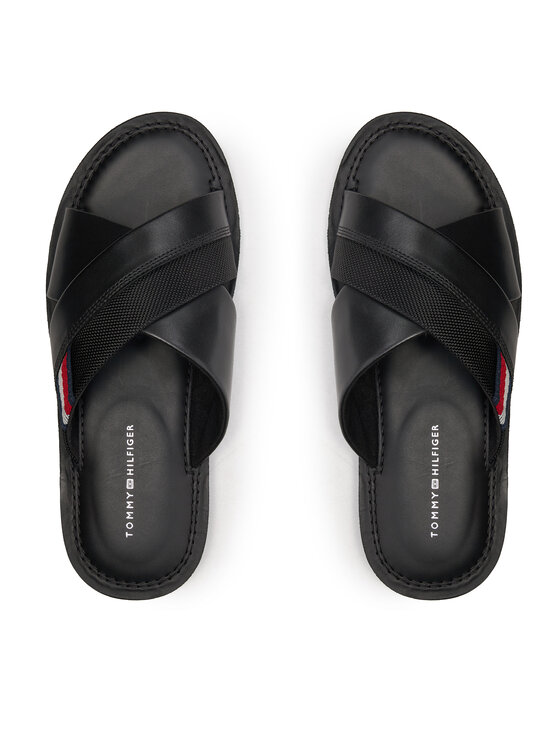 Tommy Hilfiger Tommy Hilfiger Natikači Core Hilfiger Lth Criss C Sandal FM0FM05010 Črna