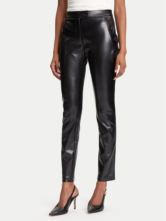 Marciano Guess Marciano Guess Pantaloni din imitație de piele 5YGB16 7363A Negru Slim Fit