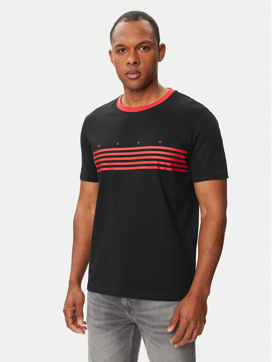 HUGO Tricou Dempsy 50563796 Negru Regular Fit