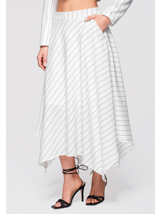 Ombre Ombre Spódnica midi OW-GL-E0004 Biały Regular Fit