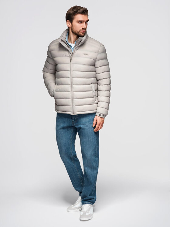 Ombre Ombre Kurtka puchowa OM-JALP-0231 Szary Regular Fit