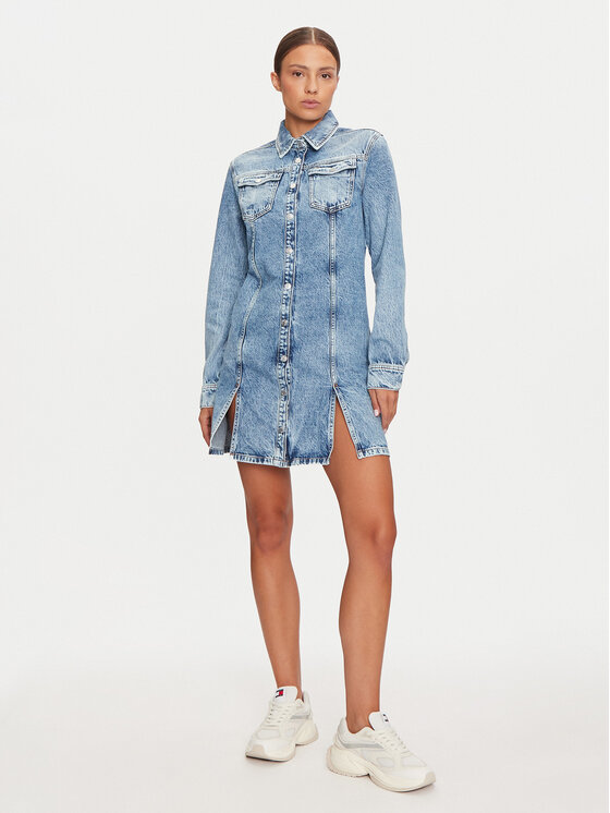 Tommy Jeans Tommy Jeans Jeans haljina DW0DW19748 Plava Regular Fit