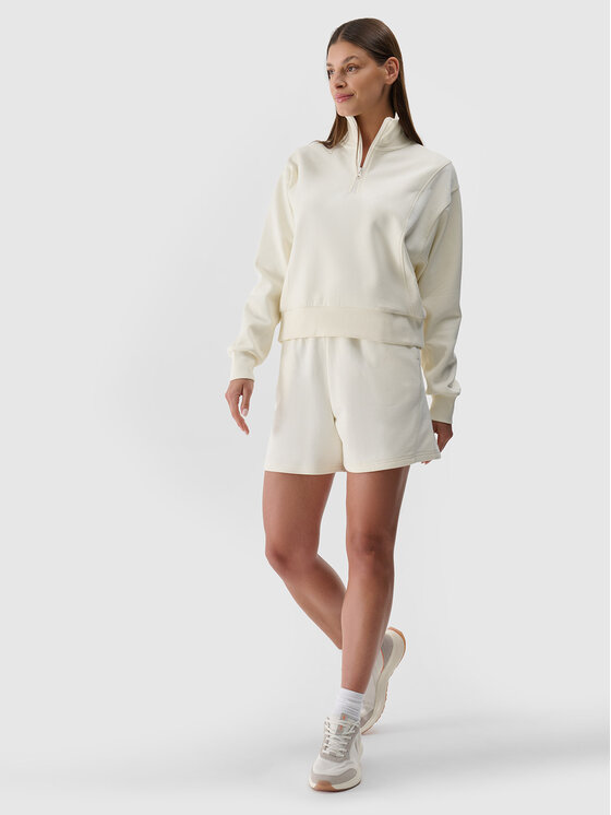 4F 4F Šortky z materiálu EMPOWERED BY NATURE Bílá Oversize
