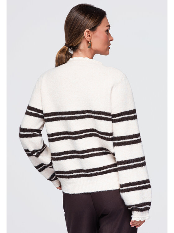 Ombre Ombre Sweter OW-SW-E0009 Beżowy Relaxed Fit