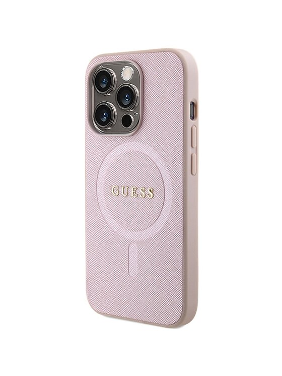 Guess Guess Etui na telefon Saffiano MagSafe Różowy