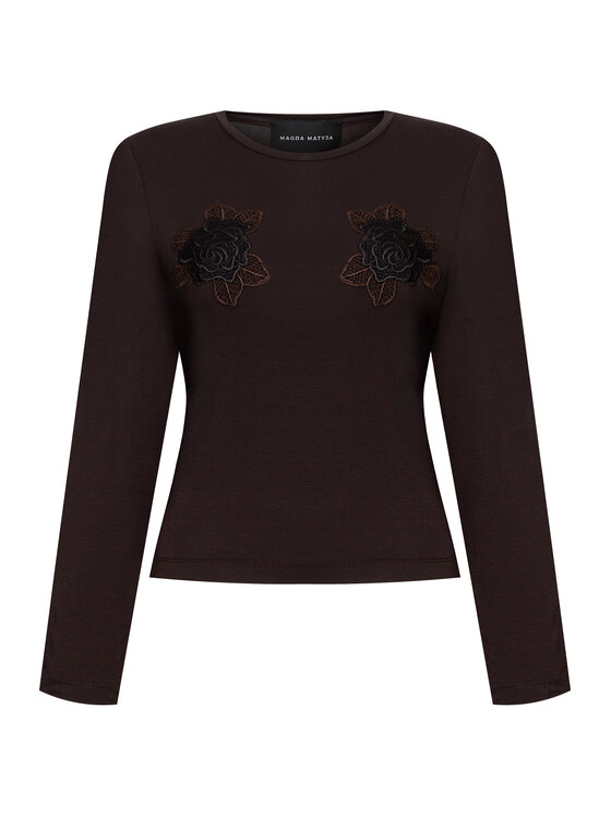 Magda Matyja Magda Matyja Bluzka ROSEMARY LONGSLEEVE TOP Brązowy Fitted Fit