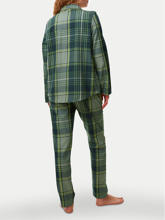Triumph Triumph Pižama Boyfriend PW X Checks 10216554 Zelena Relaxed Fit