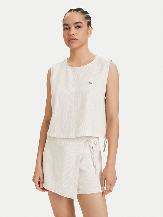 Tommy Jeans Tommy Jeans Top DW0DW22779 Svijetlo bež Regular Fit