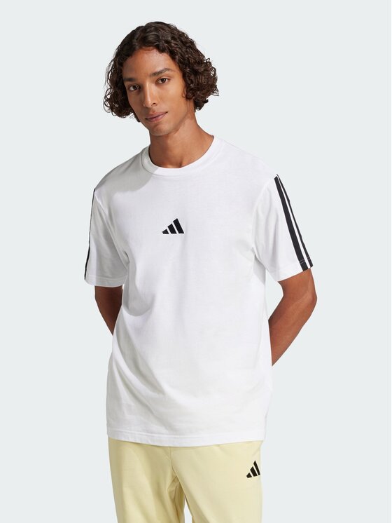 adidas adidas T-Shirt Essentials 3-Stripes Single Jersey Tee Biały Regular Fit