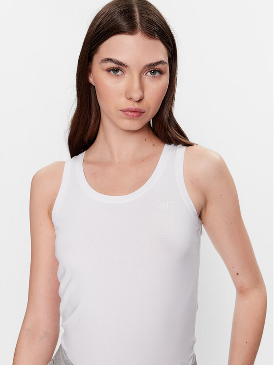 4F 4F Top 4FSS23TTSHF581 Alb Regular Fit
