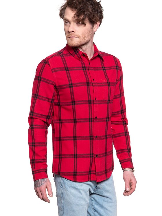 Wrangler Wrangler Camicia LS 1PKT SHIRT Rosso Regular Fit