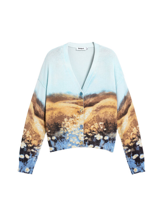 Desigual Desigual Cardigan Sun 26SWJF18 Albastru deschis Regular Fit