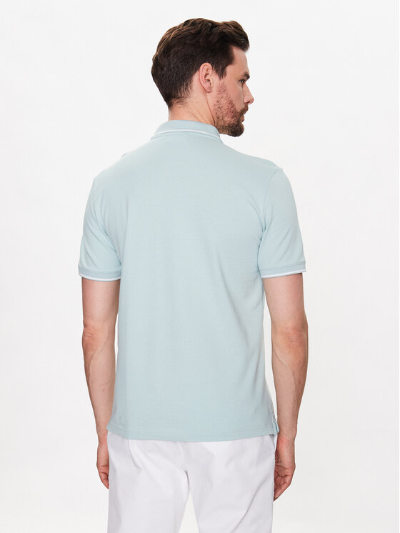 Calvin Klein Polo Stretch Pique Tipping Slim Polo K10k110596 Niebieski