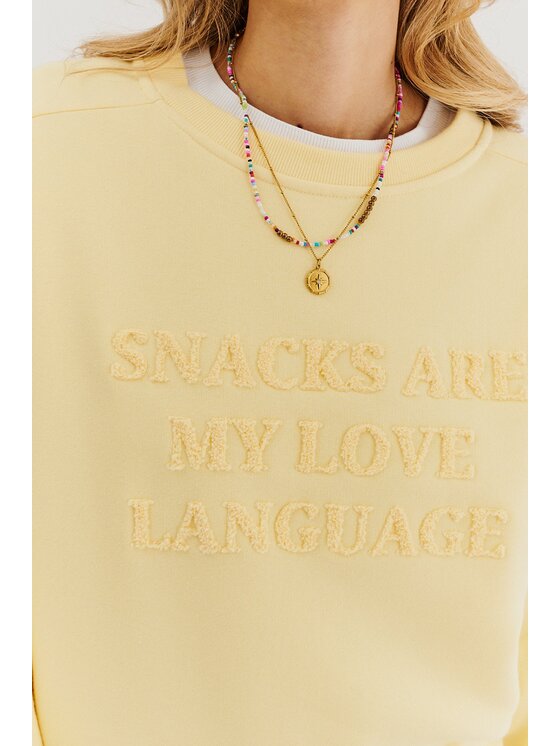 NAOKO NAOKO Bluza Love Language Kremowy Reglan Fit