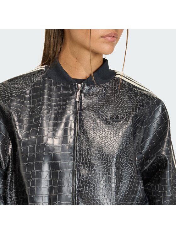 adidas adidas Jacke aus Kunstleder Pleather KE5035 Schwarz Oversize