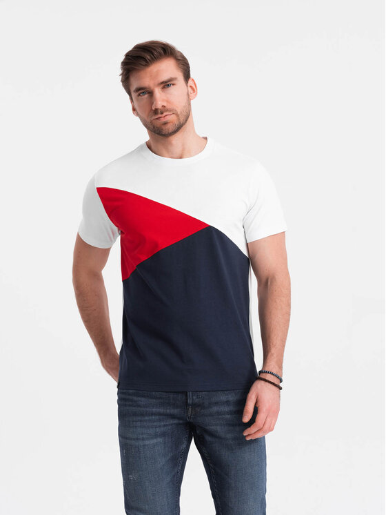 Ombre Ombre T-Shirt OM-TSCT-0174 Czerwony Regular Fit