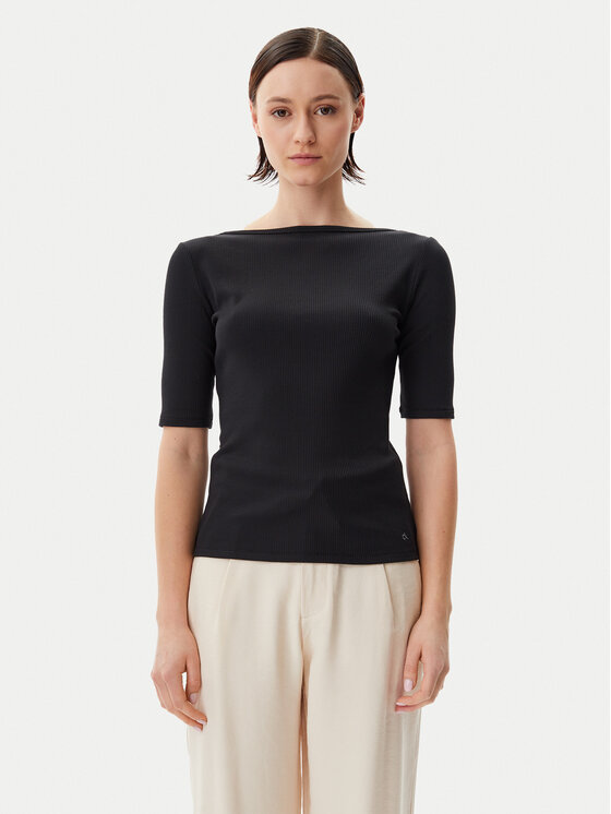 Calvin Klein Blúzka K20K208244 Čierna Slim Fit