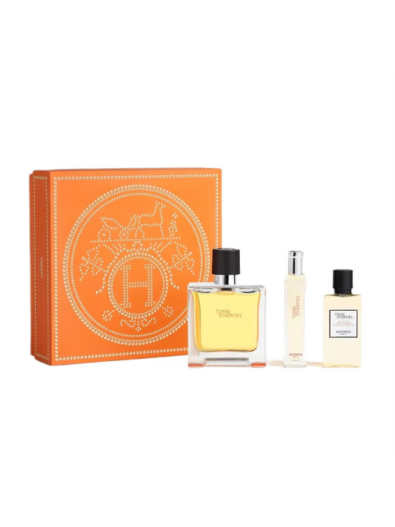 Zestaw zapachowy Hermes, Terre D'Hermes zestaw perfumy spray 75ml + perfumy spray 15ml + żel pod prysznic 40ml