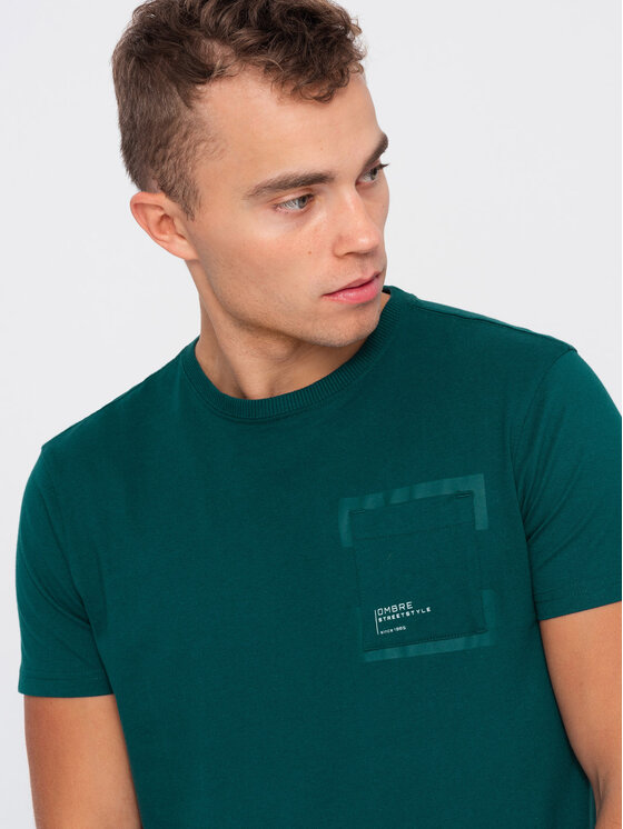 Ombre Ombre T-Shirt OM-TSPT-0154 Zelená Regular Fit