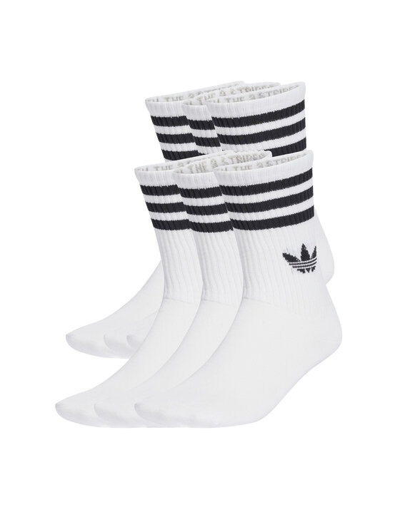 adidas Zestaw 6 par wysokich skarpet unisex 3-Stripes JV7410 Biały