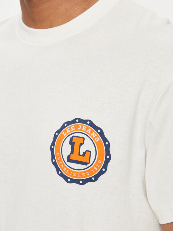 Lee Lee Tričko Varsity 112350085 Écru Relaxed Fit