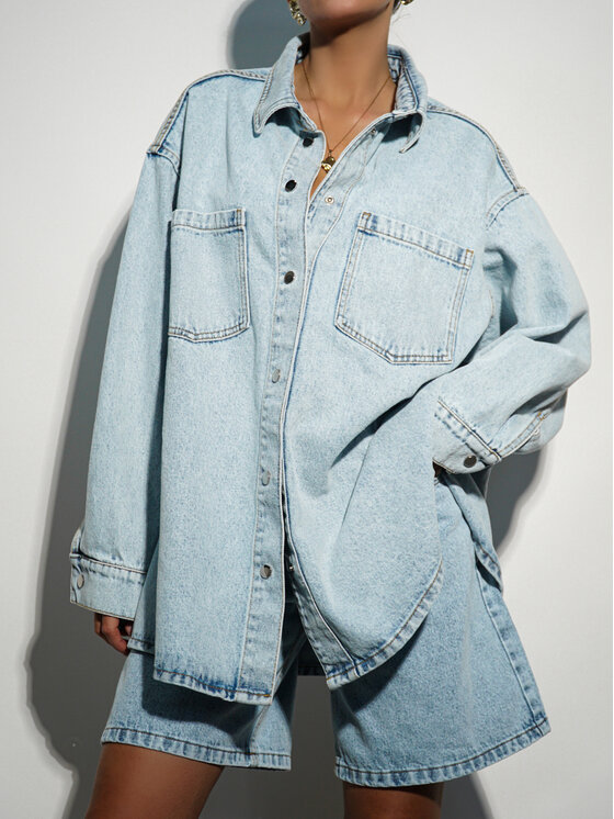 LilaLou LilaLou Kurtka jeansowa Good Vibes Niebieski Oversize