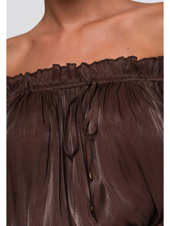 Ombre Ombre Bluzka OW-TS-E0064 Brązowy Loose Fit