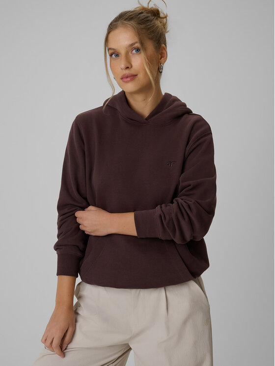 4F 4F Bluza BASIC+ Brązowy Relaxed Fit