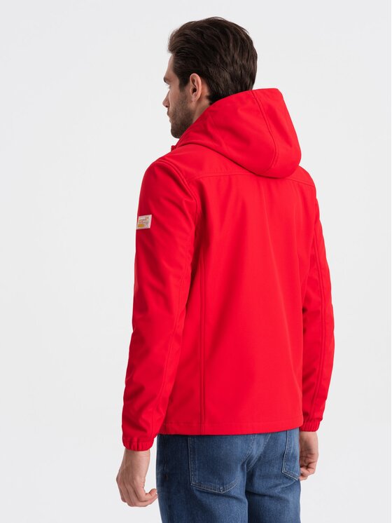 Ombre Ombre Kurtka softshell OM-JANP-0137 Czerwony Regular Fit
