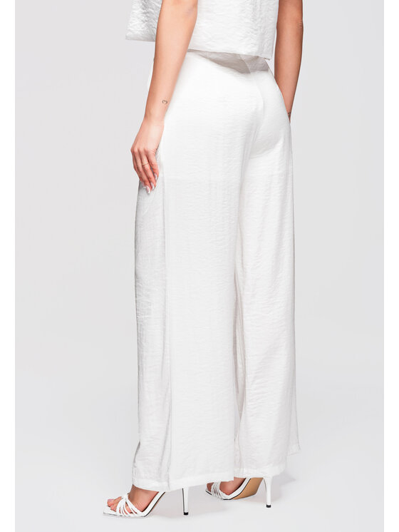 Ombre Ombre Spodnie materiałowe OW-PA-E0002 Biały Relaxed Fit