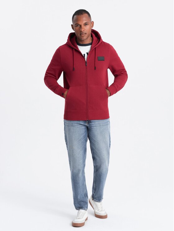 Ombre Ombre Mikina OM-SSZP-0140 Červená Regular Fit