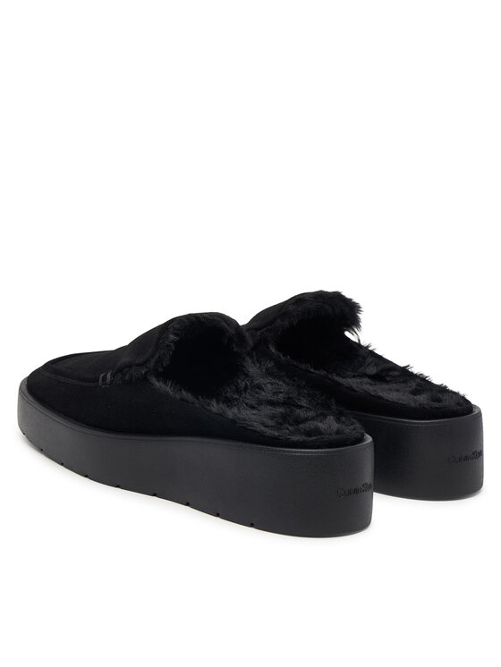 Calvin Klein Calvin Klein Klapki Flatform Mule Suede WL HW0HW03182 Czarny