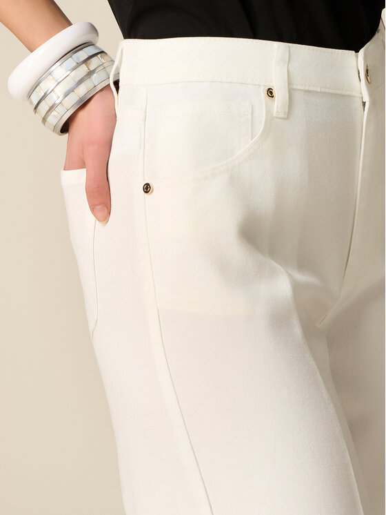 Oltre Oltre Spodnie materiałowe P745R008909N011 Biały Baggy Fit