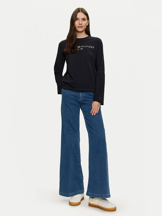 Tommy Hilfiger Tommy Hilfiger Блузка Logo WW0WW43620 Cиній Regular Fit
